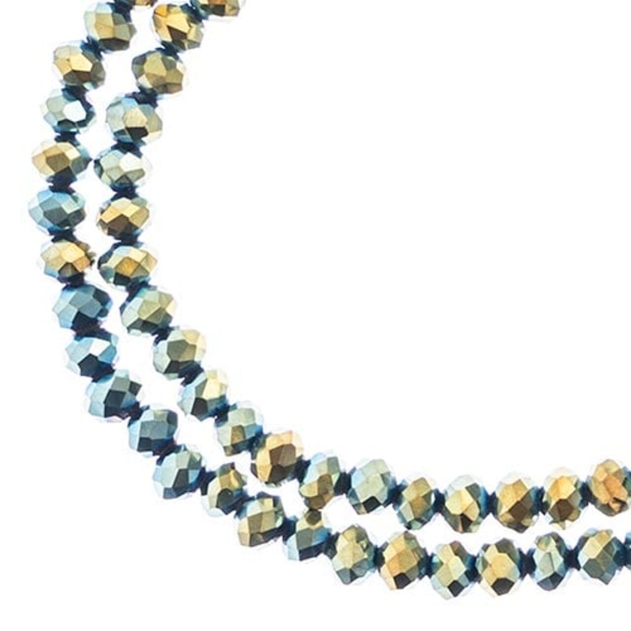 Crystal Lane DIY 2-Strand 7in Opaque Iris Finish Glass Rondelle Donut Bead Strands
